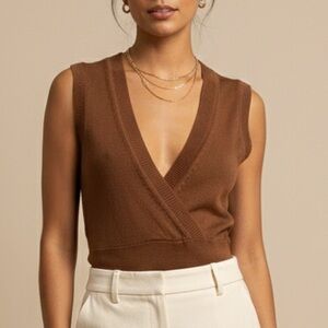 NWT Tex by MaxAzria Brown Knit Sleeveless Top XS Chic Layering XS NWT HSH